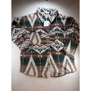 Davi & Dani Women's Aztec Buttonup Shacket, Soft Thick New W/Tags M Southwestern